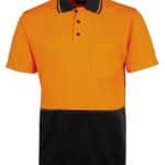 JBs Workwear Hi Vis Jacquard Non Cuff Short Sleeve Polo