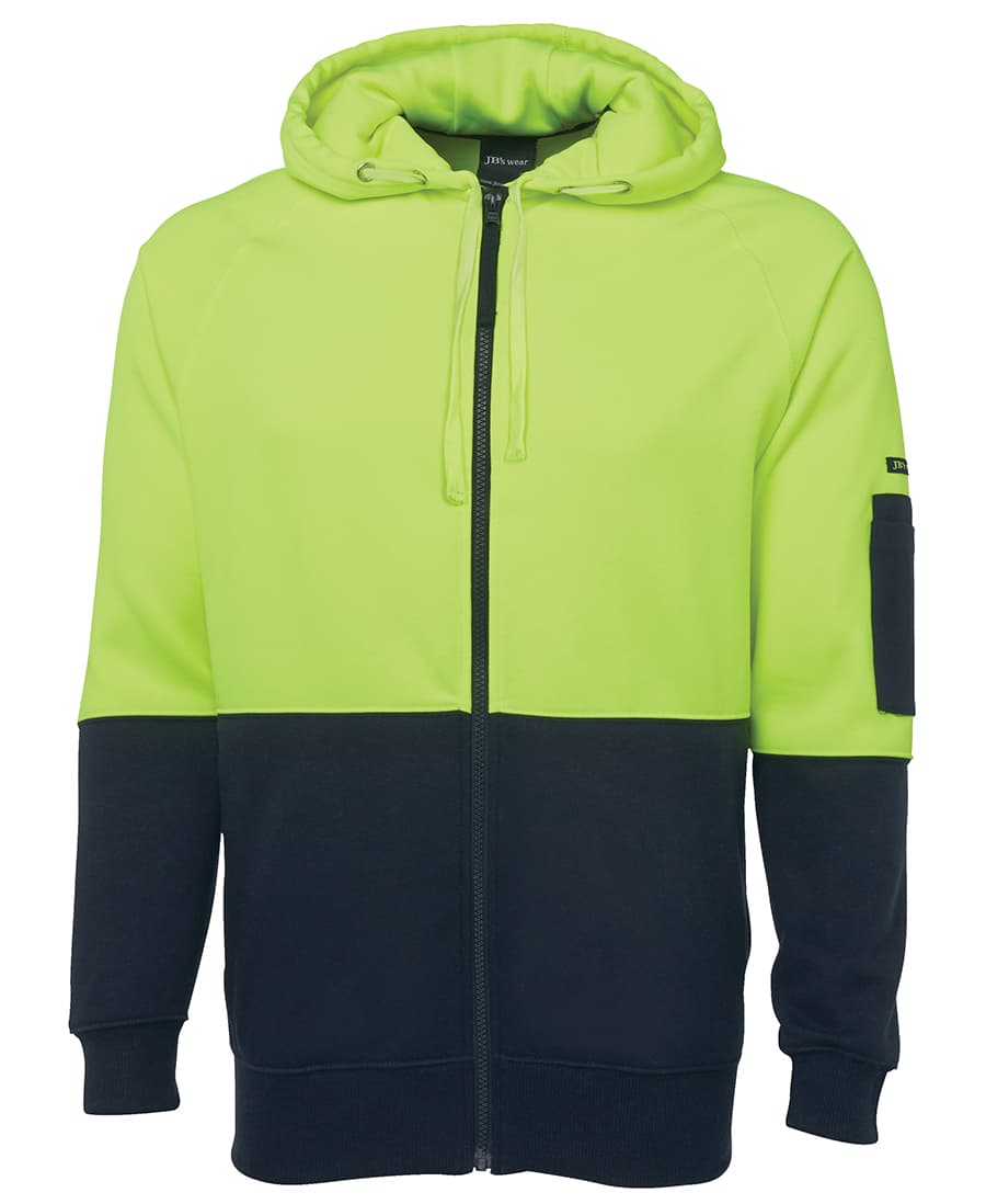 Jb's Hi Vis Full Zip Fleecy Hoodie