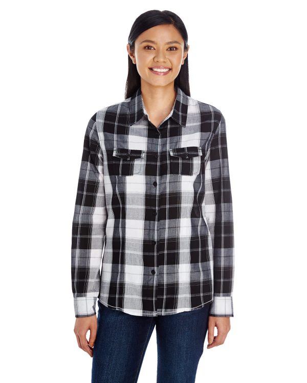 Ladies L-S Plaid Woven Shirt