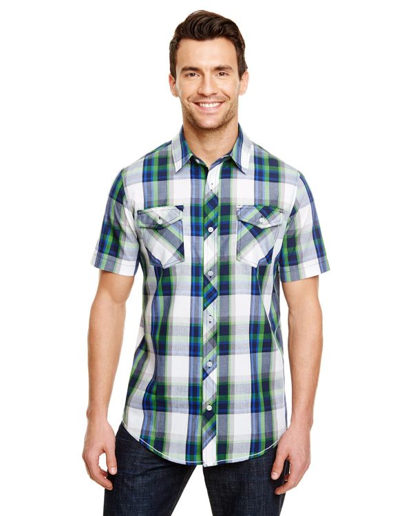 Mens S-S Plaid Woven Shirt