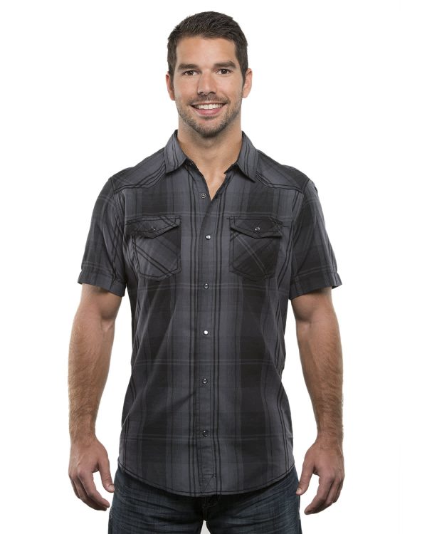 Mens S-S Western Plaid Shirt