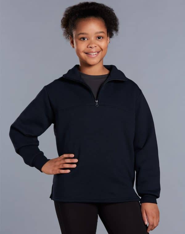 Kid's 1/2 zip collar fleecy sweat