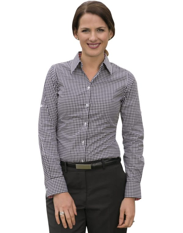 Ladies’ Gingham Check Long Sleeve Shirt