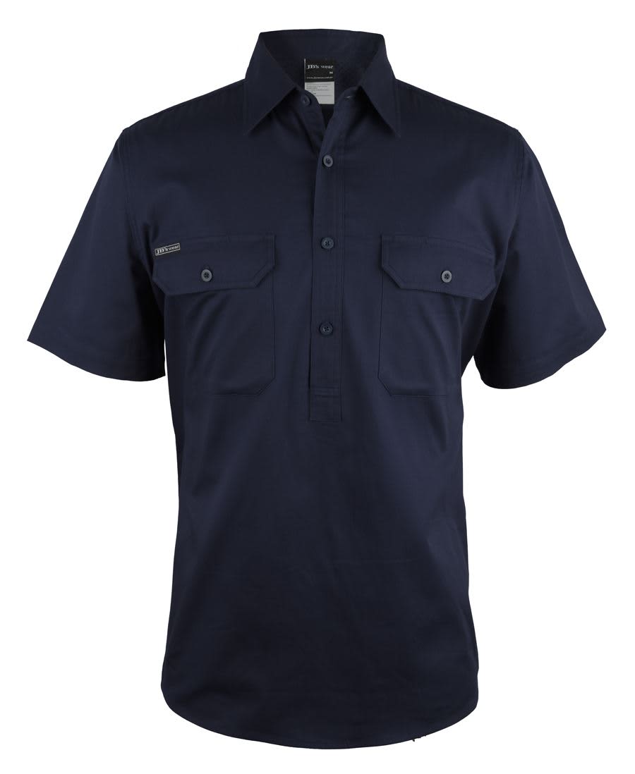 JB's CLOSE FRONT S/S 150G WORK SHIRT NAVY -