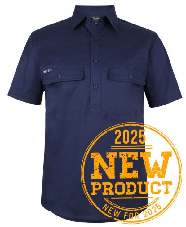 JB's S/S 150G STRETCH CLOSE FRONT WORK SHIRT NAVY -