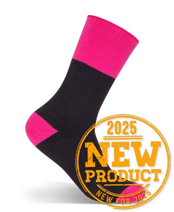 JB's LADIES ULTRA THICK BAMBOO WORK SOCK BLACK/PINK -