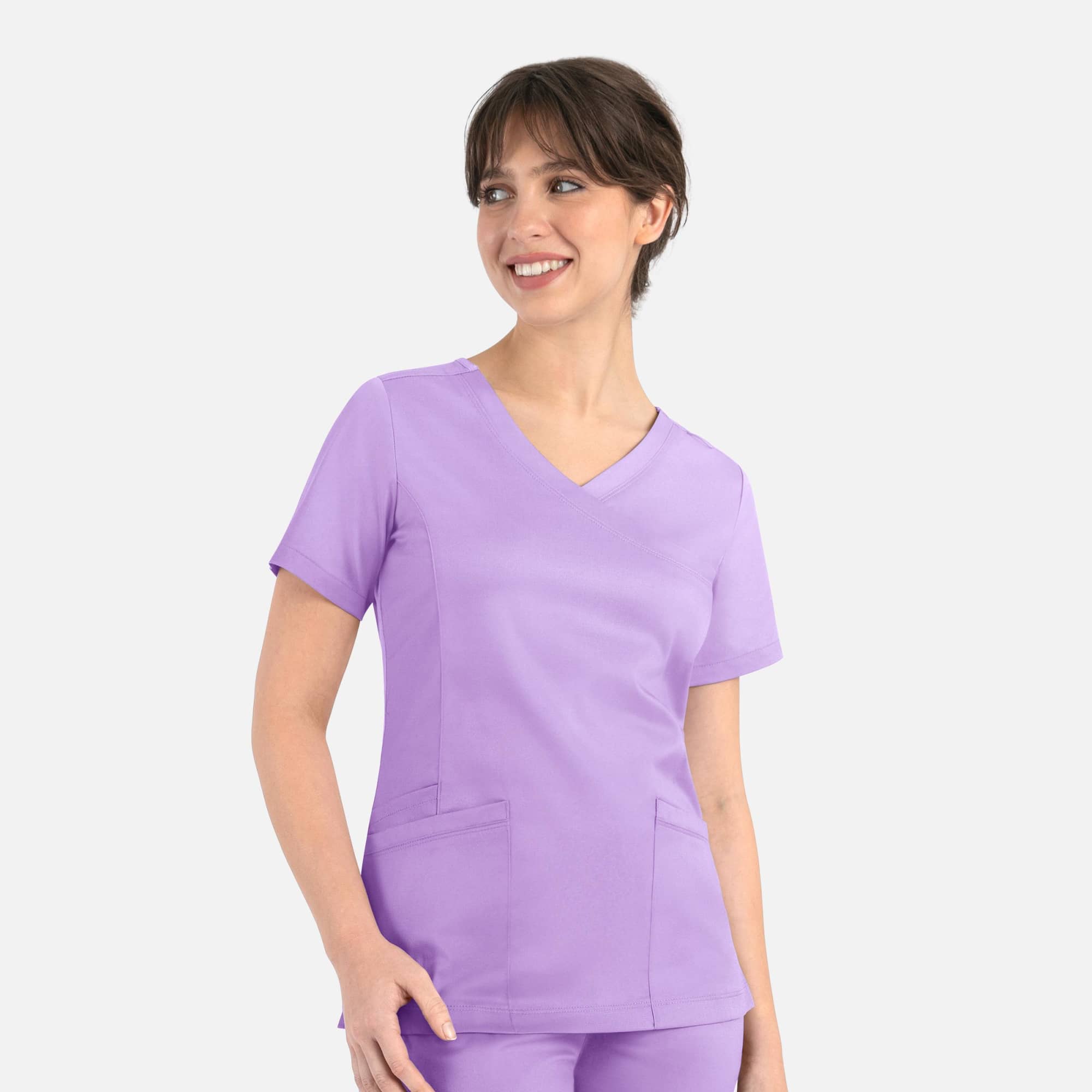 Matrix Womens Curved Mock Wrap Top