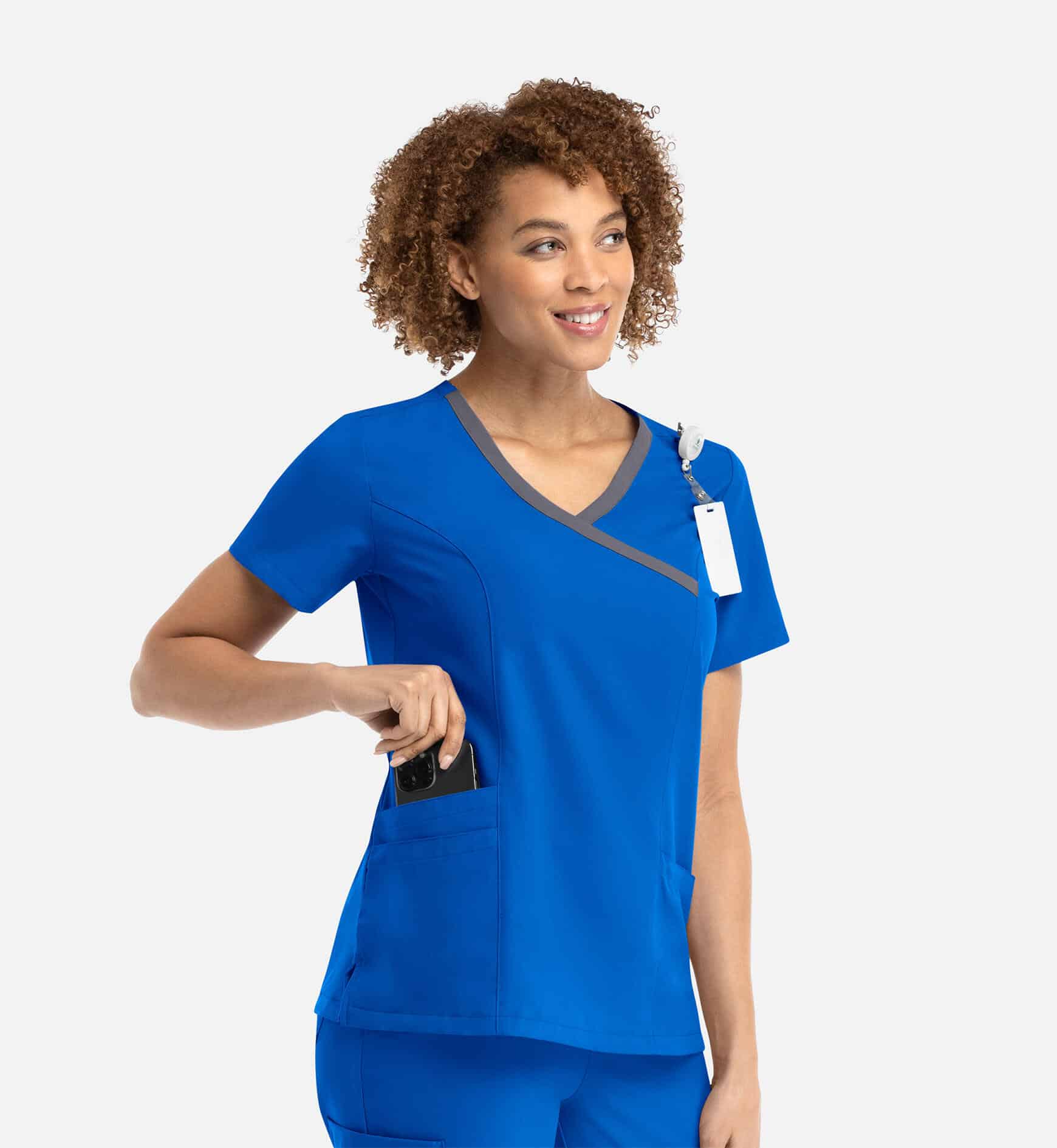 Momentum Womens Mock Wrap Top/Contrast Trim