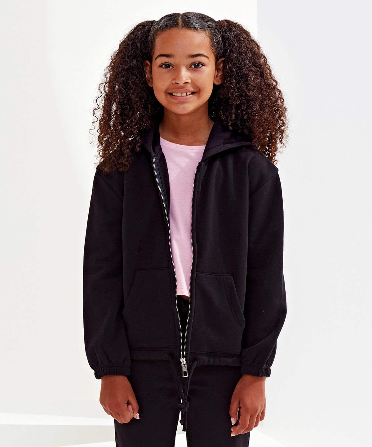Kids Recycled Cropped Oversize Full-Zip Hoodie