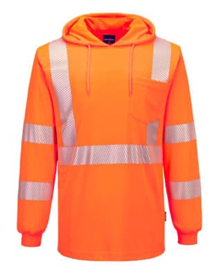 Portwest Hi-Vis Lightweight Hooded T-Shirt L/S PO-L042