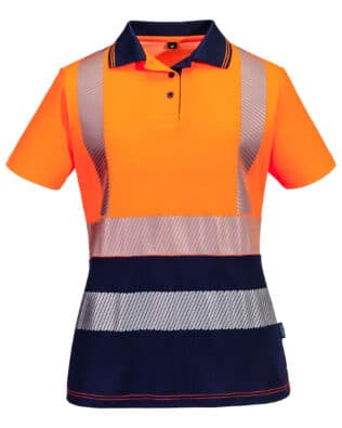 Portwest Hi-Vis Womens Cotton Comfort Contrast Polo Shirt S/S PO-ML210