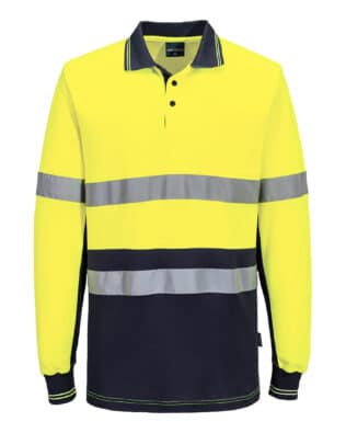 Portwest Hi-Vis Class D/N Cotton Comfort Contrast Polo Shirt L/S PO-MP413