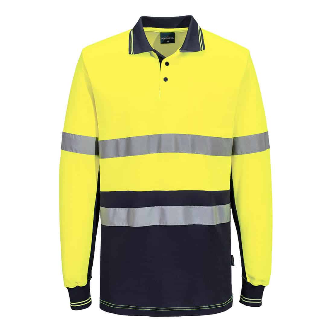 Hi-Vis Class D/N Cotton Comfort Contrast Polo Shirt L/S