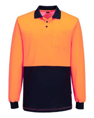 Portwest Hi-Vis Cotton Comfort Contrast Class D Polo Shirt L/S PO-MP414