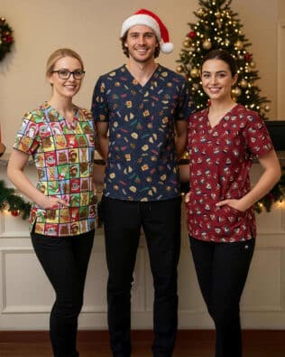 Custom Biz Care Womens Christmas Scrub Top FA-C602W