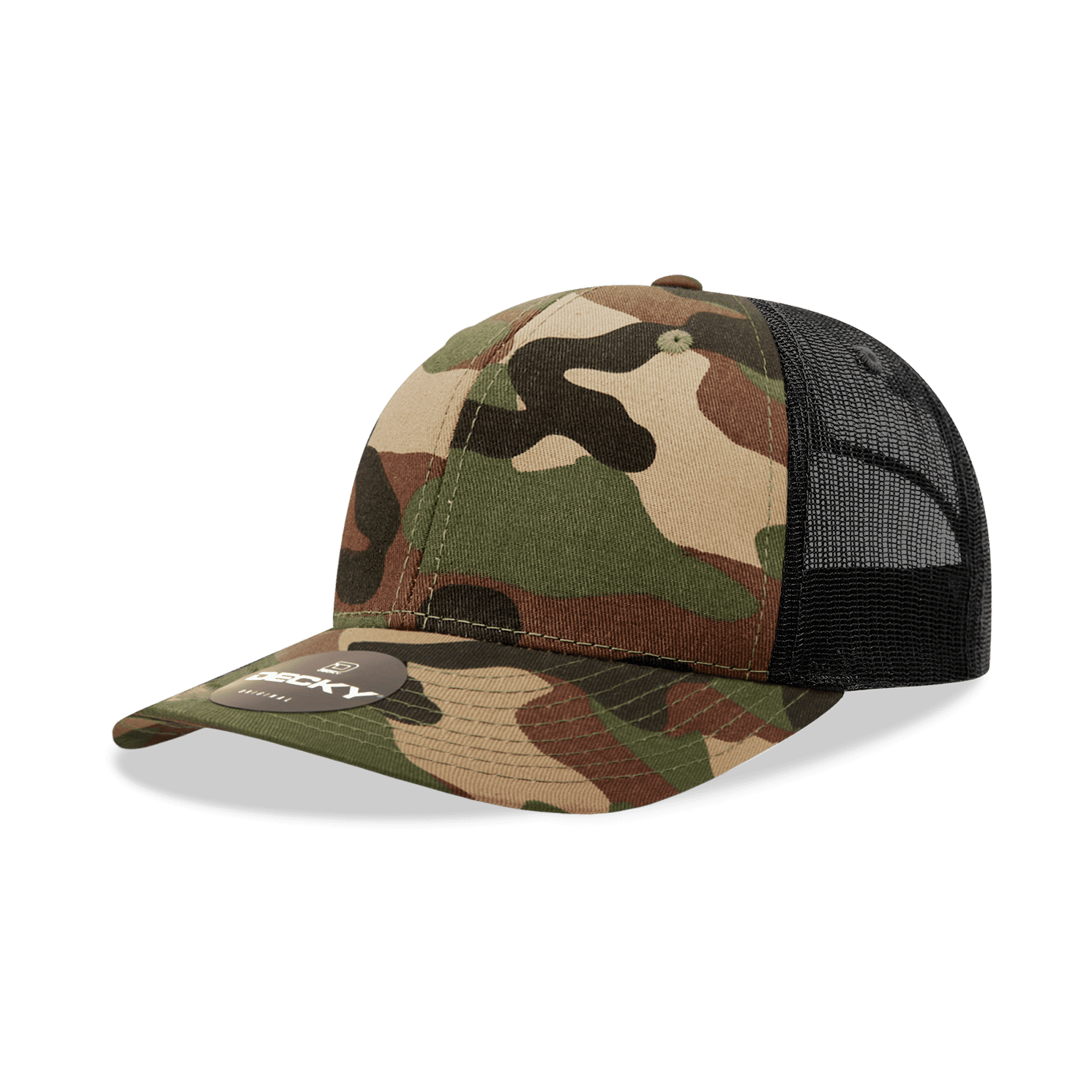 6 Panel Mid Profile Structured Camo Trucker
