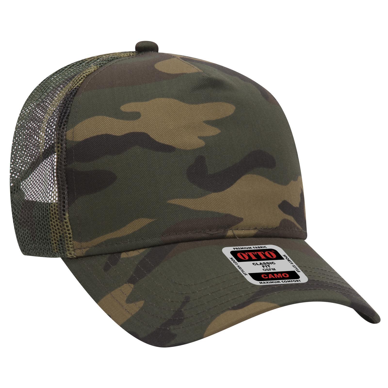 Camo 5 Panel Mid Crown Trucker Cap