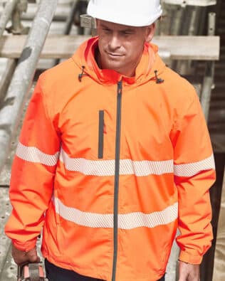 Custom Syzmik Unisex Super Light Segmented Tape Packable Rain Jacket FA-ZJ560