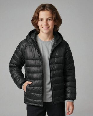 WINNING SPIRIT Kids’ Sustainable Lightweight Hooded Puffer Jacket SH-JK67K