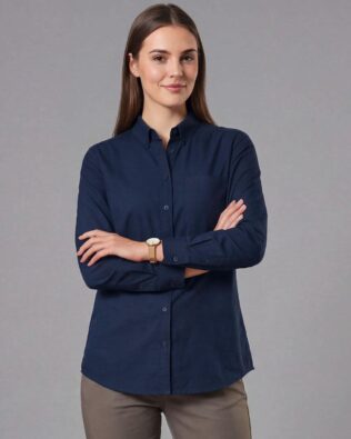 BENCHMARK Ladies’ Smart Casual Cotton Blend L/S Shirt SH-M8009L