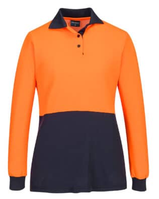 Portwest Hi-Vis Women’s Cotton Comfort D Contrast Polo L/S PO-ML213