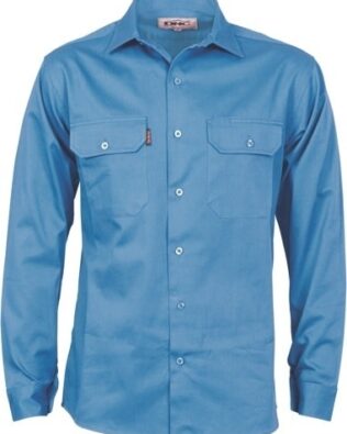 DNC Workwear Cotton Drill Work Shirt With Gusset Sleeve Long Sleeve