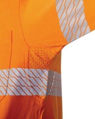 DNC Workwear Hi Vis Segment Tape Cotton Jersey Polo Long Sleeve