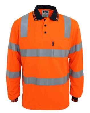 DNC Workwear Hi Vis Biomotion Tapped Polo Long Sleeve