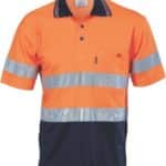 DNC Workwear Hi Vis Two Tone Cotton Back Polos with Generic Reflective Tape Short Sleeve