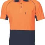 DNC Workwear Hi Vis Cotton Backed Cool-Breeze Contrast Polo Short Sleeve