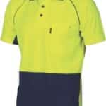 DNC Workwear Hi Vis Cotton Backed Cool-Breeze Contrast Polo Short Sleeve