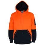 DNC Workwear Hi Vis 2 tone full zip super fleecy hoodie
