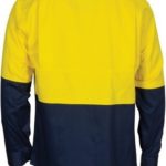 DNC Workwear Hi Vis L/W Cool-Breeze T2 Vertical Vented Cotton Shirt with Gusset Sleeves Long Sleeve
