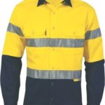 DNC Workwear Hi Vis two tone drill shirts with 3M8906 Reflective Tape Long Sleeve