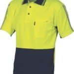 DNC Workwear Hi Vis Cool-Breathe Stripe Polo Short Sleeve