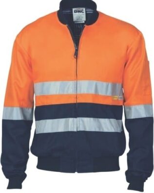 DNC Workwear Hi Vis Two Tone D/N Cotton Bomber Jacket with CSR Reflective Tape