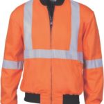 DNC Workwear Hi Vis Cotton Bomber Jacket with X Back & additional CSR Reflective Tape below