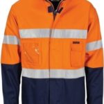 DNC Workwear Hi Vis Cotton Drill 2 in 1 Jacket with Generic Reflective Reflective Tape
