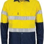 DNC Workwear Hi Vis R/W Cool-Breeze T2 Vertical Vented Cotton Shirt with Gusset Sleeves Generic Reflective Tape Long Sleeve
