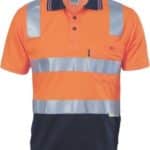 DNC Workwear Cotton Back Hi Vis Two Tone Polo Shirt with CSR Reflective Tape Short Sleeve