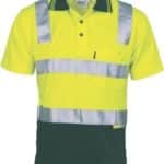 DNC Workwear Cotton Back Hi Vis Two Tone Polo Shirt with CSR Reflective Tape Short Sleeve