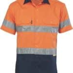 DNC Workwear Hi Vis Two Tone Drill Shirt with 3M 8906 Reflective Tape Short Sleeve