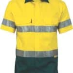 DNC Workwear Hi Vis Two Tone Drill Shirt with 3M 8906 Reflective Tape Short Sleeve