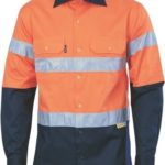 DNC Workwear Hi Vis Two Tone Drill Shirt with 3M 8910 Reflective Tape Long Sleeve