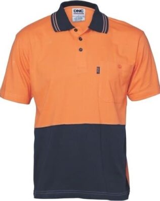 DNC Workwear Hi Vis Cool-Breeze Cotton Jersey Polo Shirt Short Sleeve