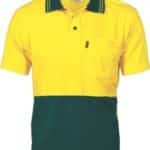 DNC Workwear Hi Vis Cool-Breeze Cotton Jersey Polo Shirt Short Sleeve