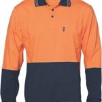 DNC Workwear Hi Vis Cool-Breeze Cotton Jersey Polo Shirt Long Sleeve