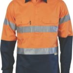 DNC Workwear Hi Vis Two Tone Closed Front Cotton Shirt with 3M Reflective Tape