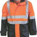 DNC Workwear Hi Vis Two Tone Breathable Rain Jacket with 3M Reflective Tape