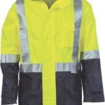 DNC Workwear Hi Vis Two Tone Light weight Rain Jacket with 3M Reflective Tape